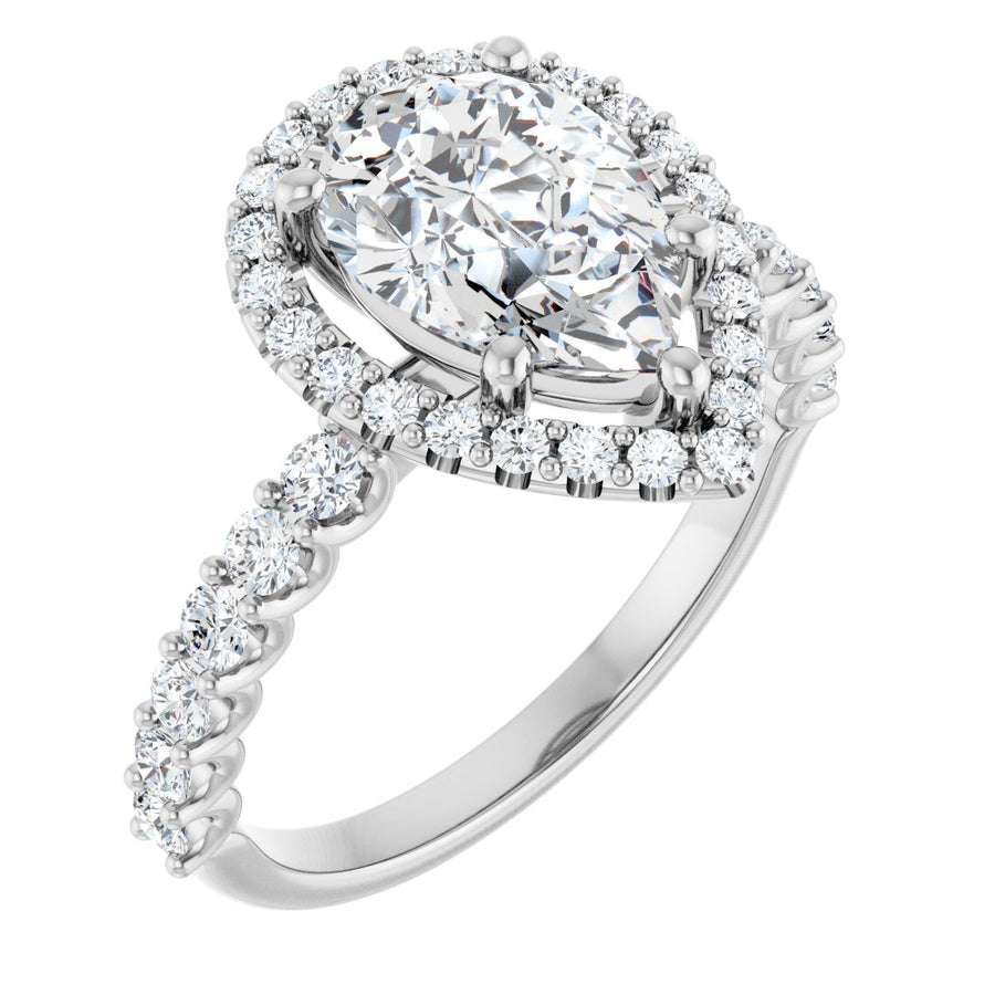 Natural Diamond Pear Halo-Style Engagement Ring Semi-Mount - Platinum - Series 123562