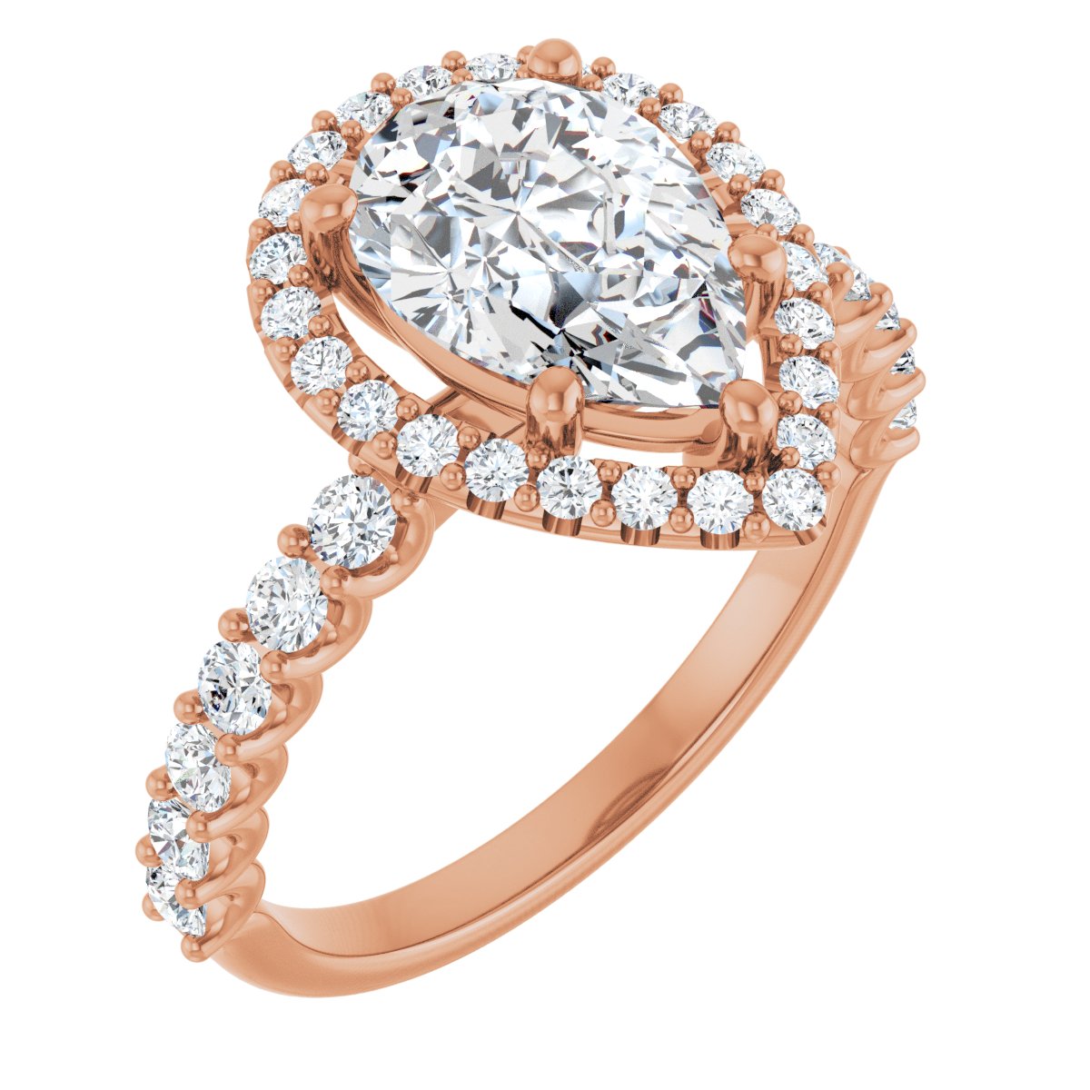 Natural Diamond Pear Halo-Style Engagement Ring Semi-Mount - 14K Rose Gold - Series 123562