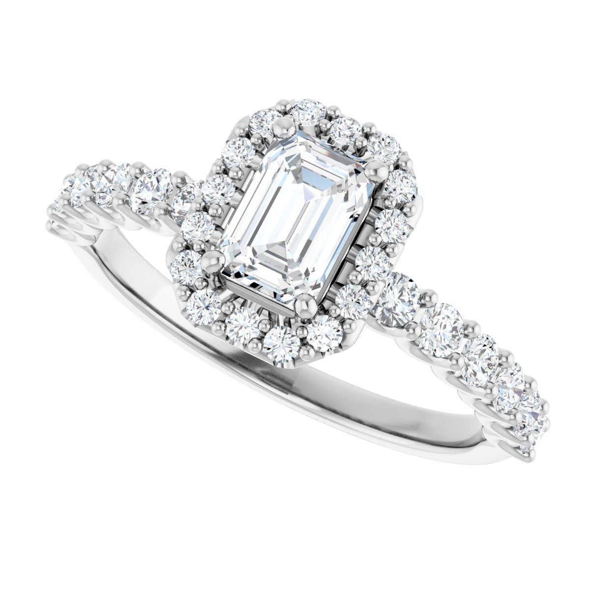 Emerald Halo-Style Engagement Ring Semi-Mount - gallery - Series 123562
