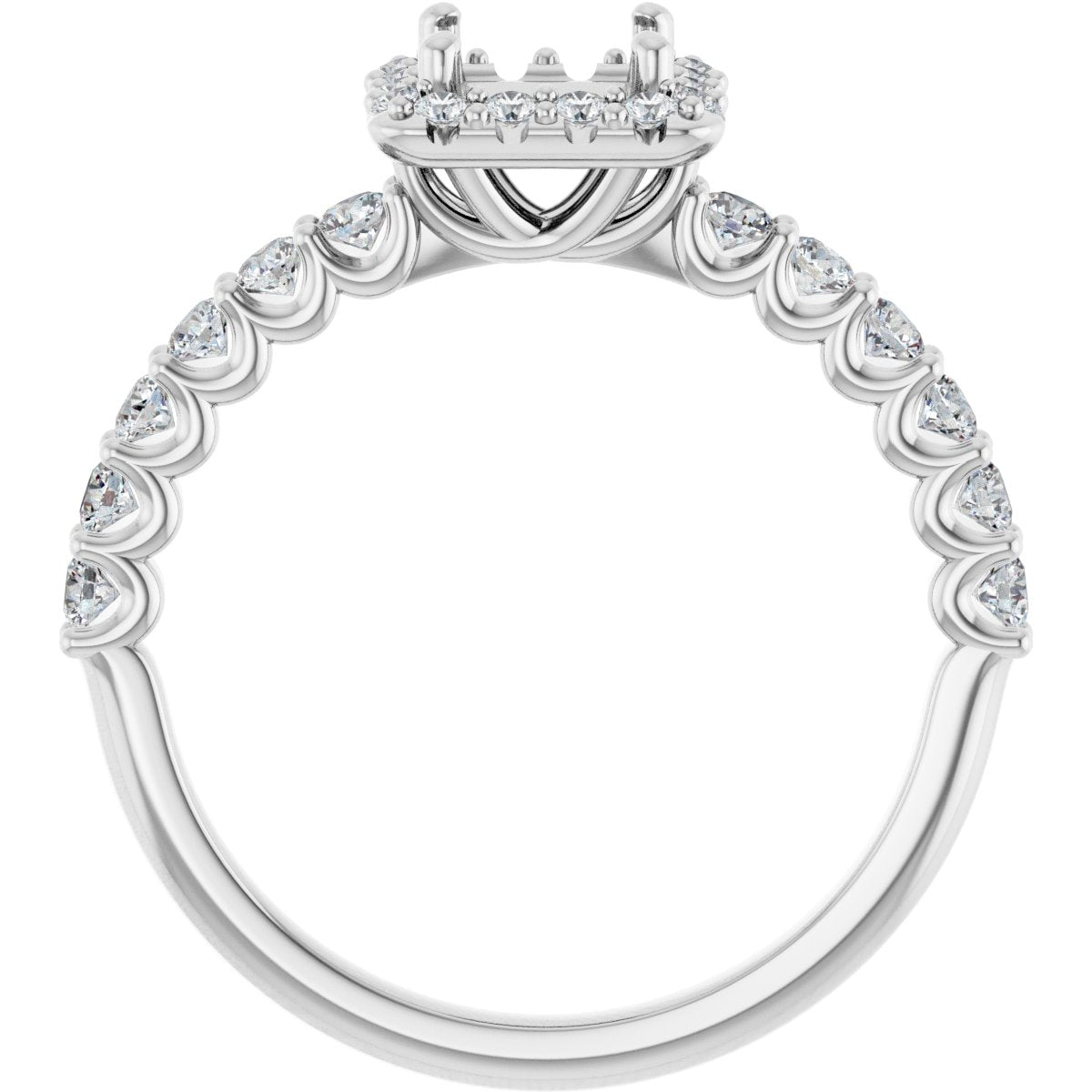 Square Halo-Style Engagement Ring Semi-Mount - gallery - Series 123562
