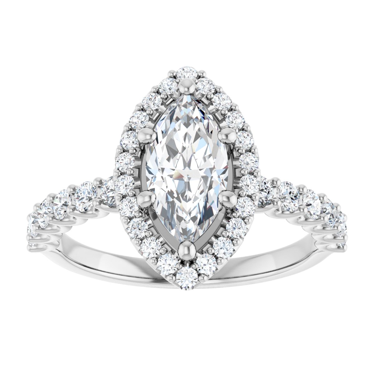Marquise Halo-Style Engagement Ring Semi-Mount - gallery - Series 123562
