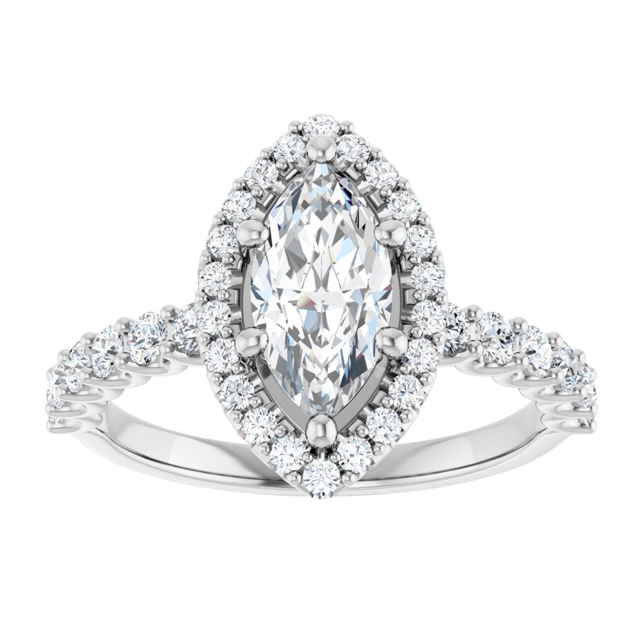 Marquise Halo-Style Engagement Ring Semi-Mount - gallery - Series 123562