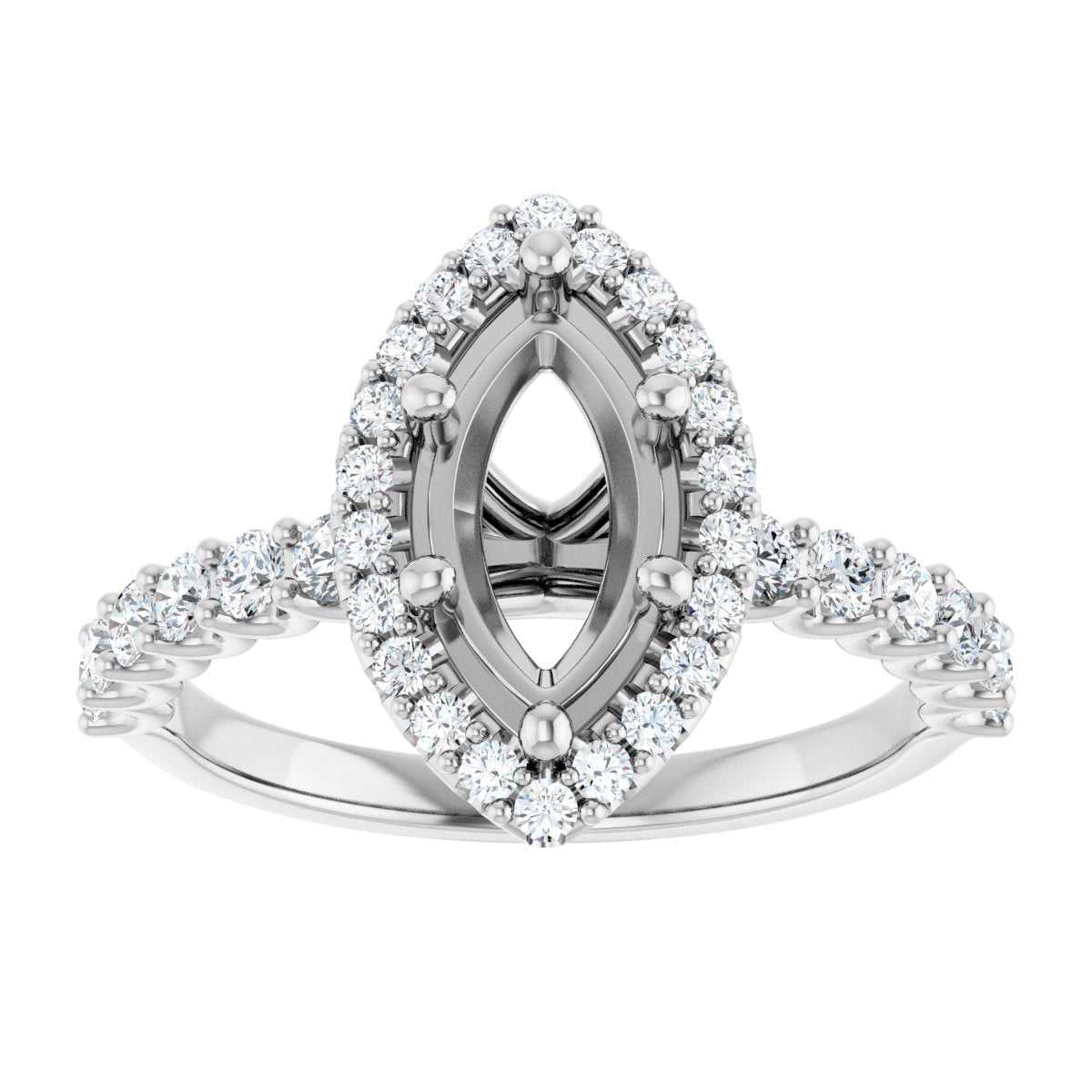 Marquise Halo-Style Engagement Ring Semi-Mount - gallery - Series 123562