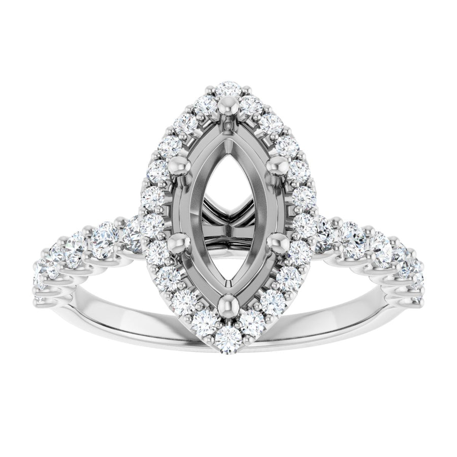 Marquise Halo-Style Engagement Ring Semi-Mount - gallery - Series 123562