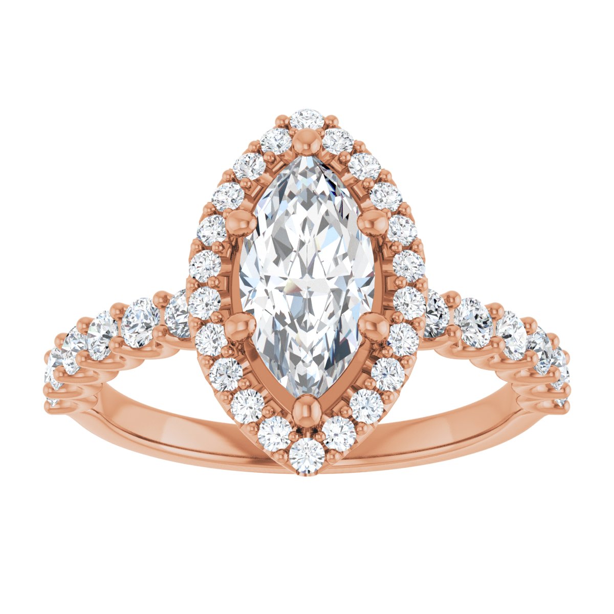 Marquise Halo-Style Engagement Ring Semi-Mount - gallery - Series 123562