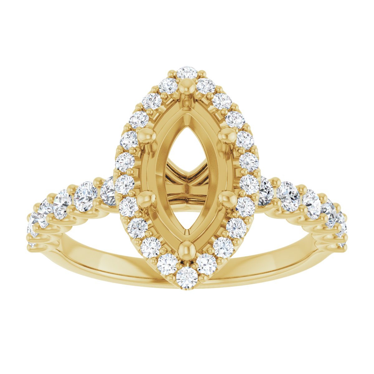 Marquise Halo-Style Engagement Ring Semi-Mount - gallery - Series 123562