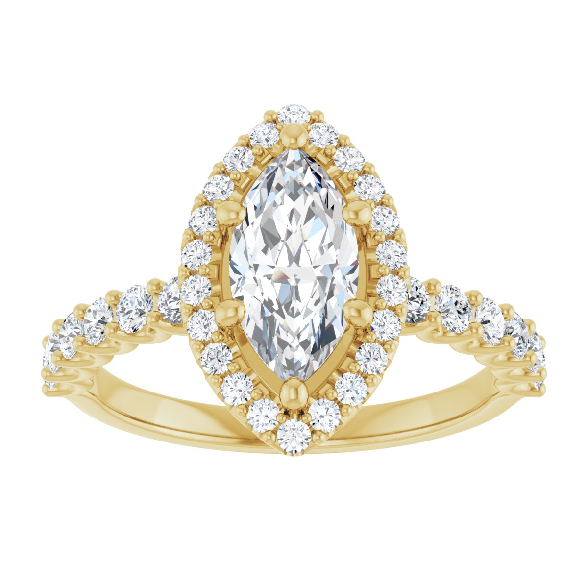 Marquise Halo-Style Engagement Ring Semi-Mount - gallery - Series 123562