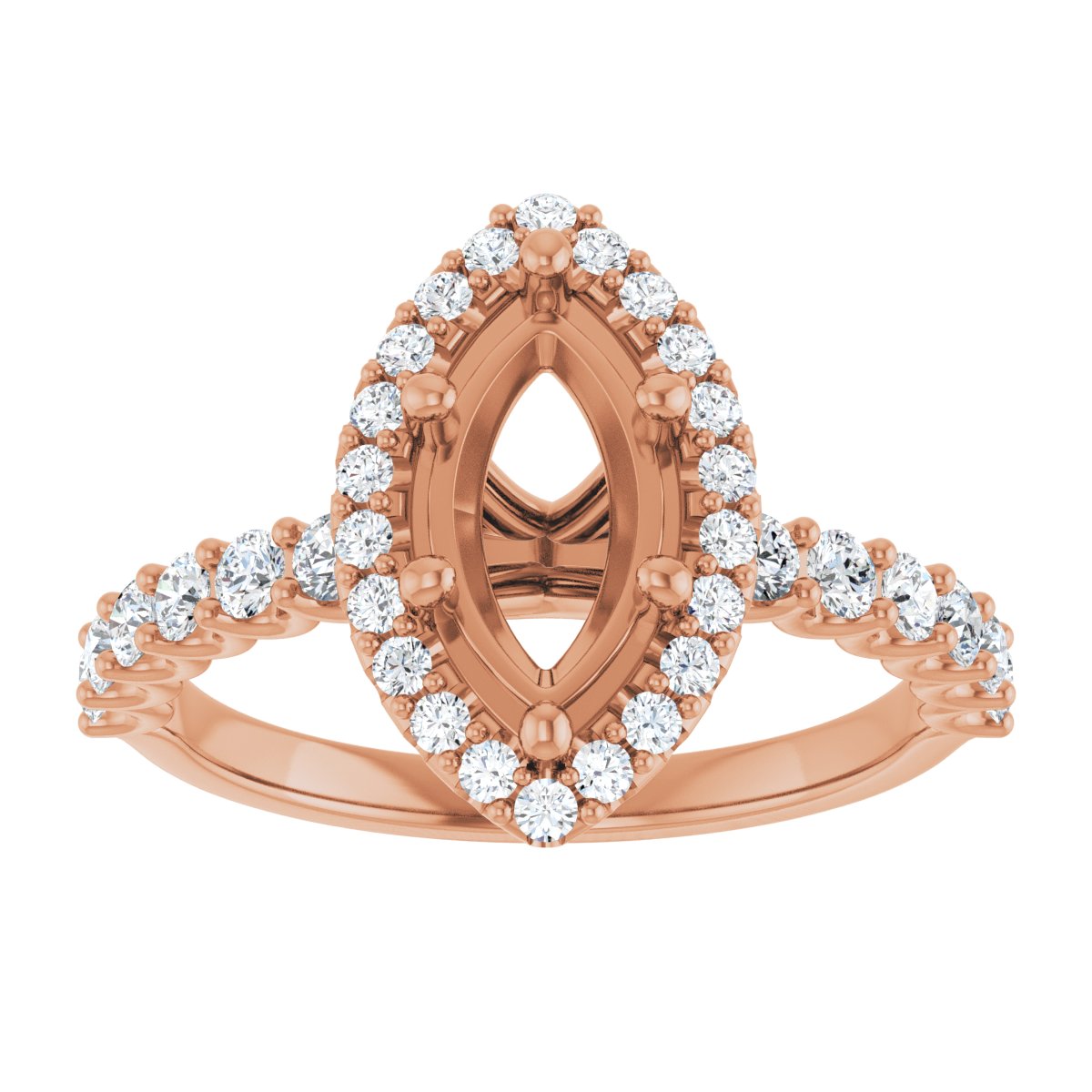 Marquise Halo-Style Engagement Ring Semi-Mount - gallery - Series 123562