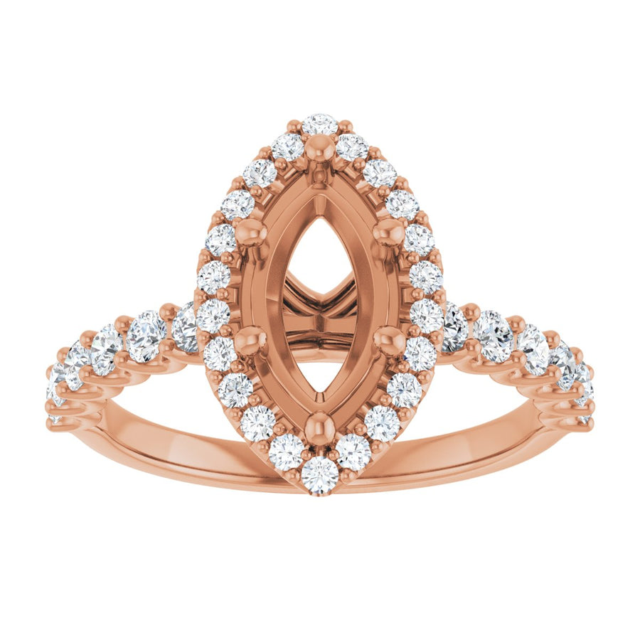Marquise Halo-Style Engagement Ring Semi-Mount - gallery - Series 123562