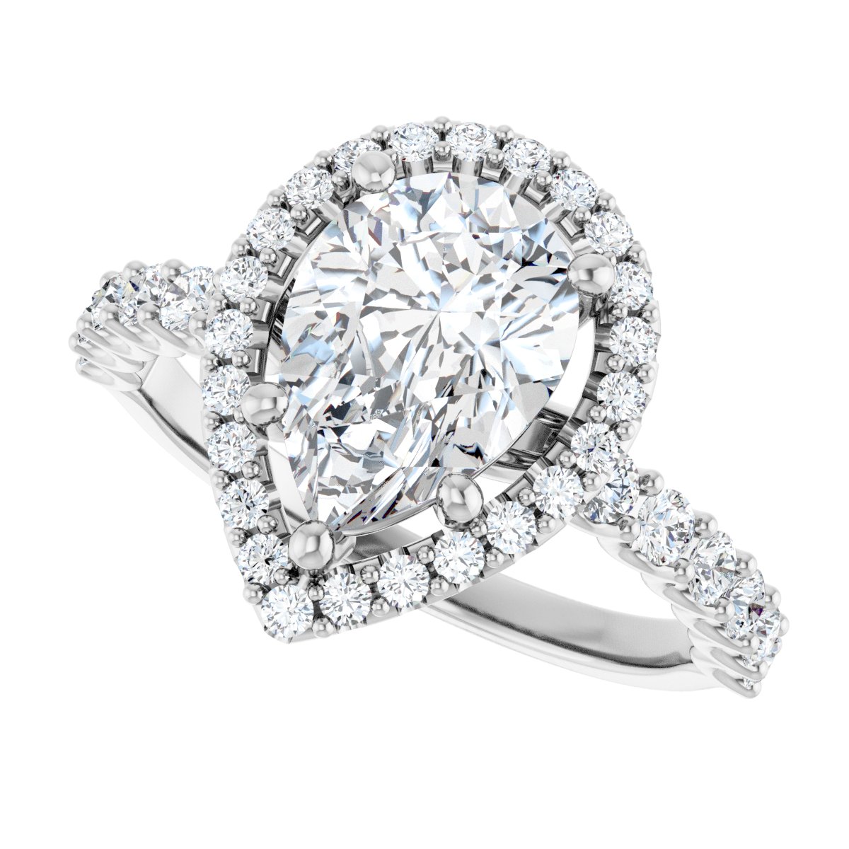 Pear Halo-Style Engagement Ring Semi-Mount - gallery - Series 123562