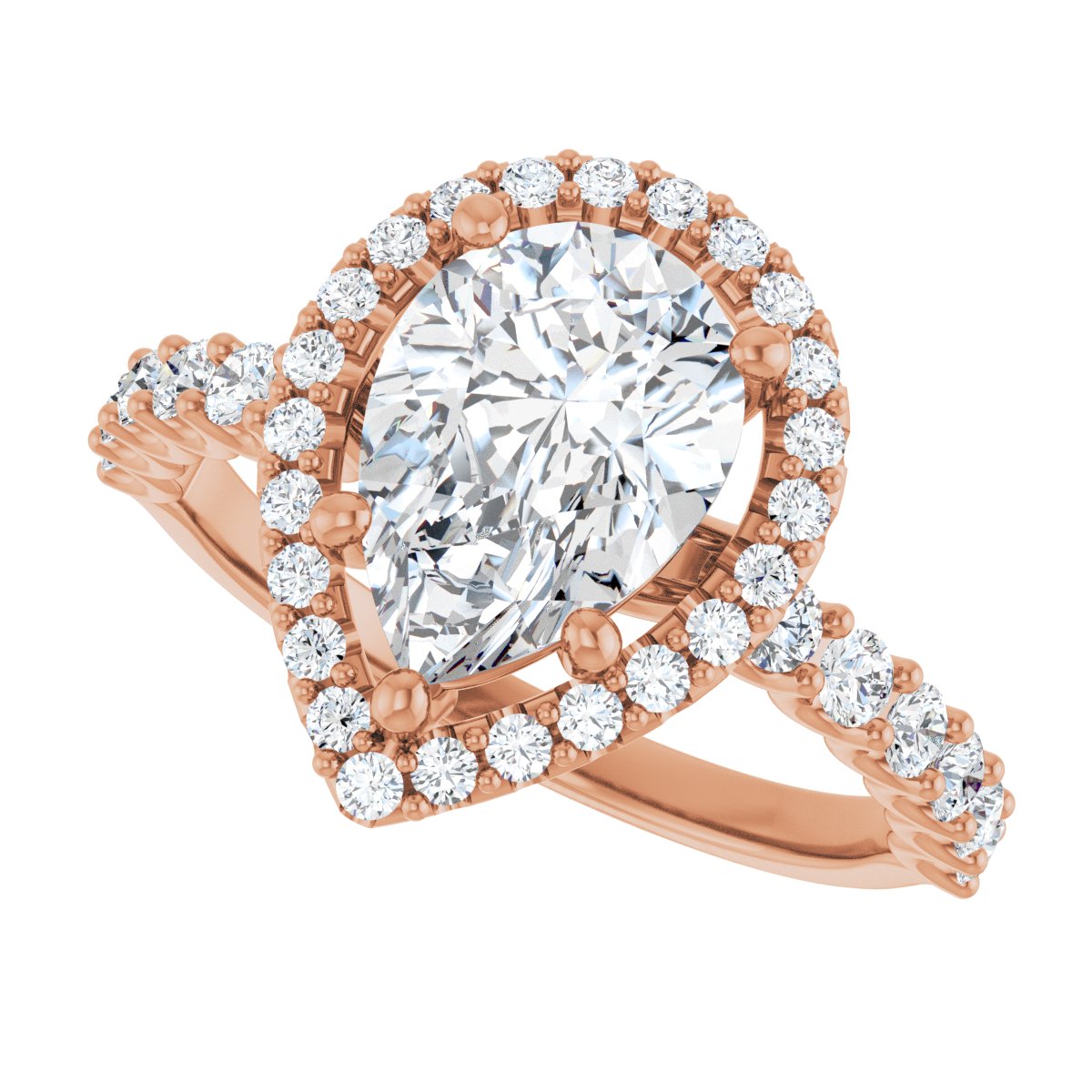 Pear Halo-Style Engagement Ring Semi-Mount - gallery - Series 123562