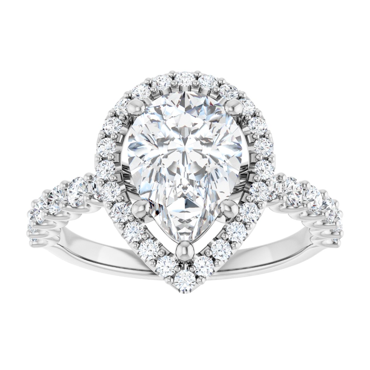 Pear Halo-Style Engagement Ring Semi-Mount - gallery - Series 123562