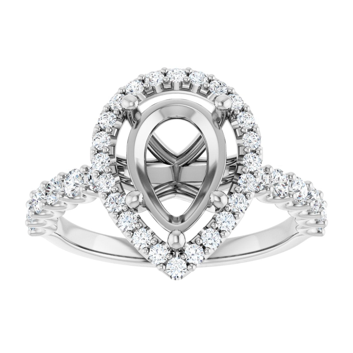 Pear Halo-Style Engagement Ring Semi-Mount - gallery - Series 123562