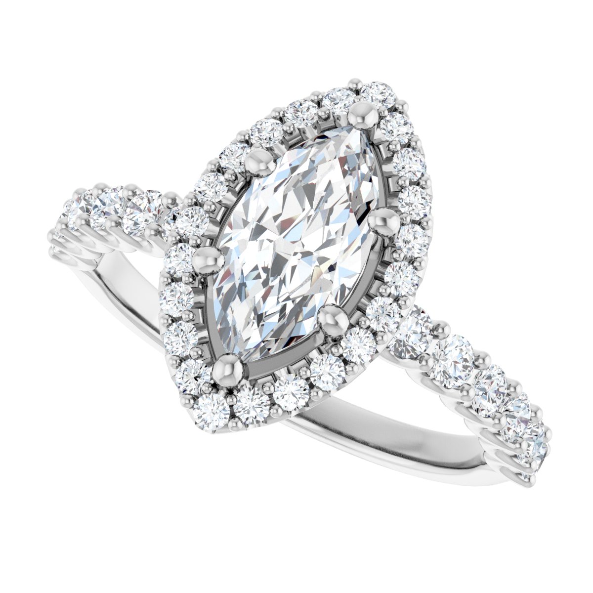 Marquise Halo-Style Engagement Ring Semi-Mount - gallery - Series 123562