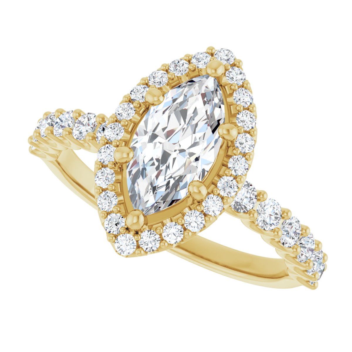 Marquise Halo-Style Engagement Ring Semi-Mount - gallery - Series 123562