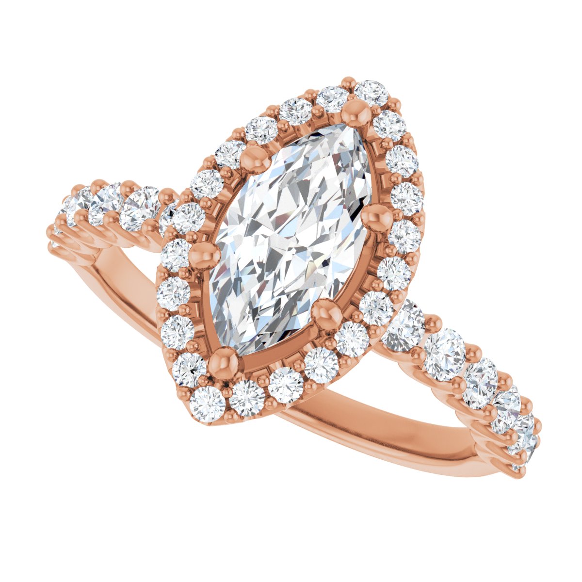 Marquise Halo-Style Engagement Ring Semi-Mount - gallery - Series 123562