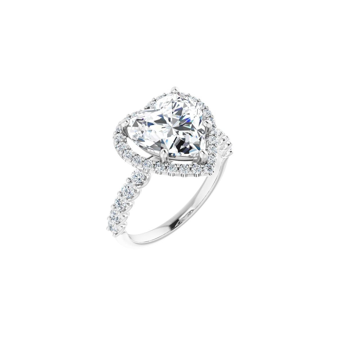 Natural Diamond Heart Halo-Style Engagement Ring Semi-Mount - Platinum - Series 123562
