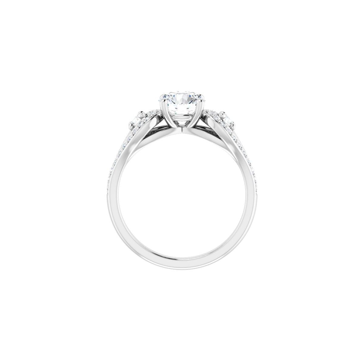 Round Three-Stone Vintage-Inspired Engagement Ring Semi-Mount - gallery - Series 122002