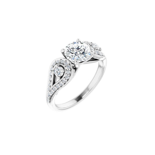 Round Three-Stone Vintage-Inspired Engagement Ring Semi-Mount - gallery - Series 122002