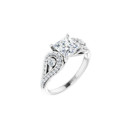 Square Three-Stone Vintage-Inspired Engagement Ring Semi-Mount - gallery - Series 122002