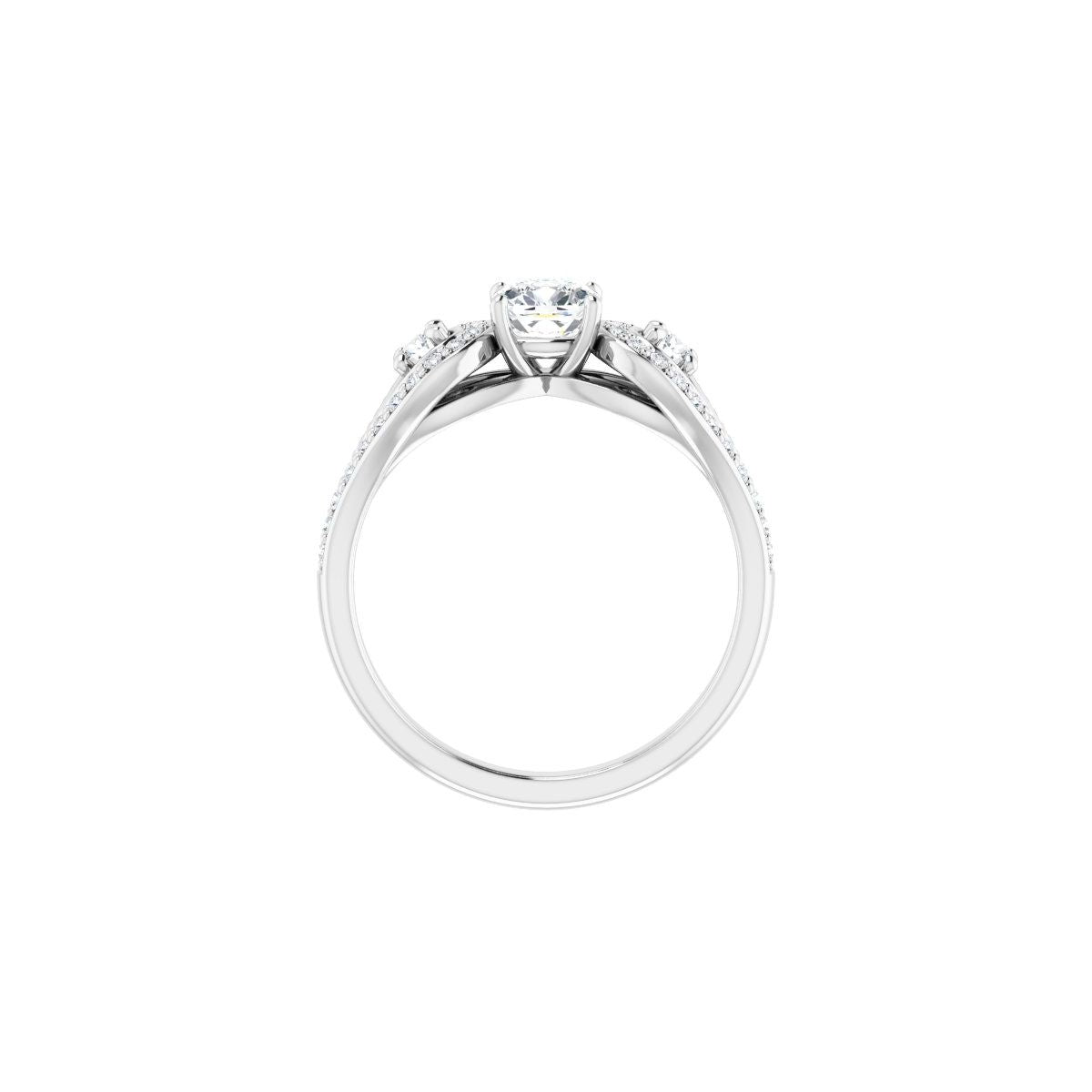 Cushion Three-Stone Vintage-Inspired Engagement Ring Semi-Mount - gallery - Series 122002