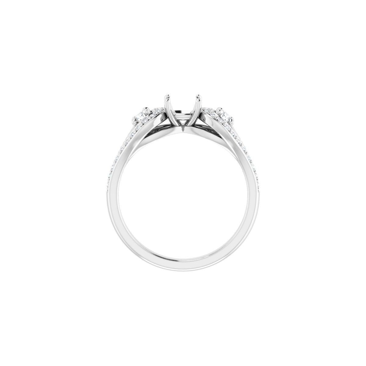 Cushion Three-Stone Vintage-Inspired Engagement Ring Semi-Mount - gallery - Series 122002