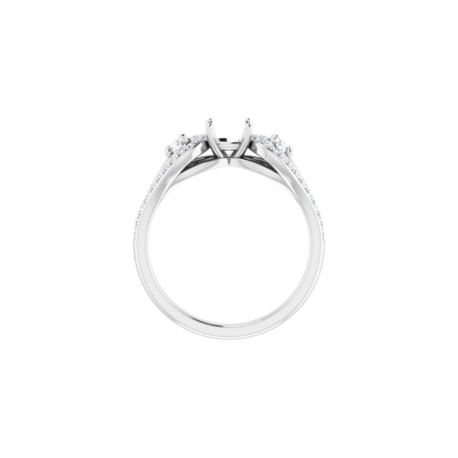 Cushion Three-Stone Vintage-Inspired Engagement Ring Semi-Mount - gallery - Series 122002