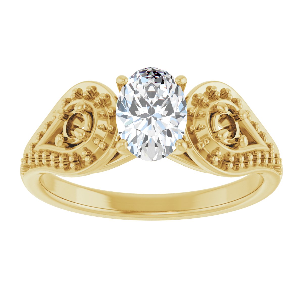 Oval Three-Stone Vintage-Inspired Engagement Ring Semi-Mount - gallery - Series 122002