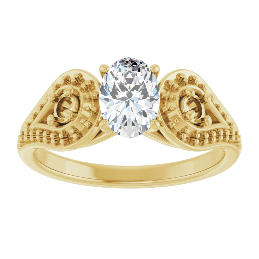Oval Three-Stone Vintage-Inspired Engagement Ring Semi-Mount - gallery - Series 122002