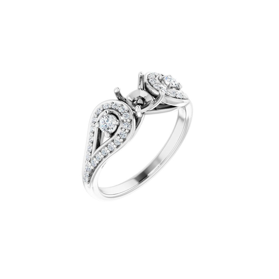 Cushion Three-Stone Vintage-Inspired Engagement Ring Semi-Mount - gallery - Series 122002