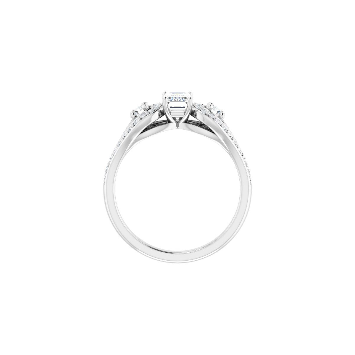 Emerald Three-Stone Vintage-Inspired Engagement Ring Semi-Mount - gallery - Series 122002