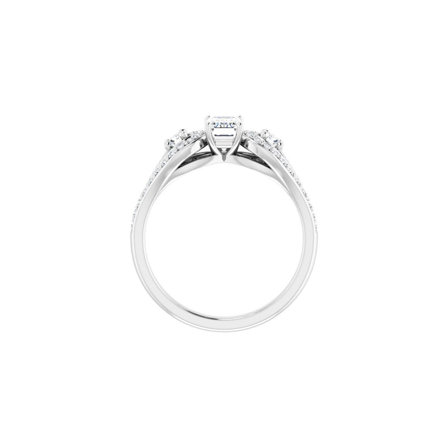 Emerald Three-Stone Vintage-Inspired Engagement Ring Semi-Mount - gallery - Series 122002