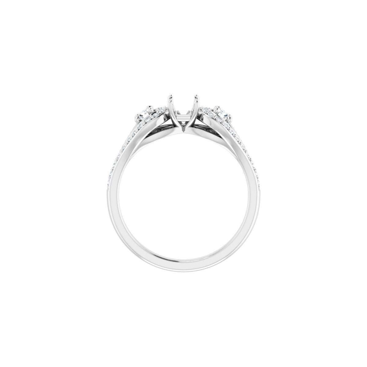 Emerald Three-Stone Vintage-Inspired Engagement Ring Semi-Mount - gallery - Series 122002