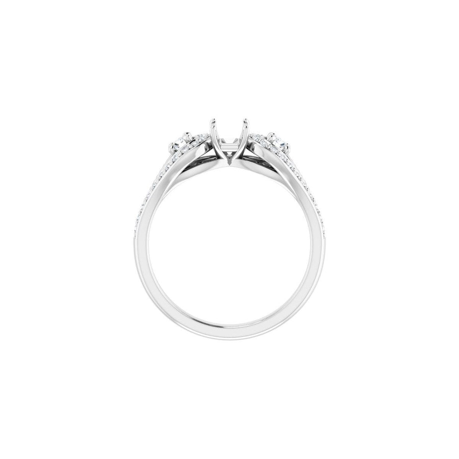 Emerald Three-Stone Vintage-Inspired Engagement Ring Semi-Mount - gallery - Series 122002