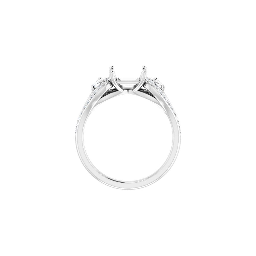 Square Three-Stone Vintage-Inspired Engagement Ring Semi-Mount - gallery - Series 122002