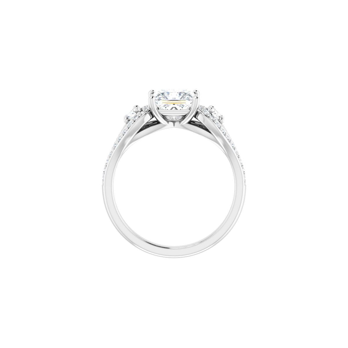 Square Three-Stone Vintage-Inspired Engagement Ring Semi-Mount - gallery - Series 122002
