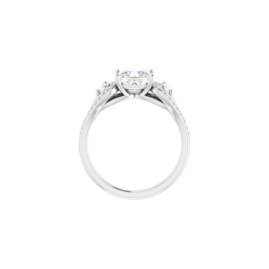 Square Three-Stone Vintage-Inspired Engagement Ring Semi-Mount - gallery - Series 122002