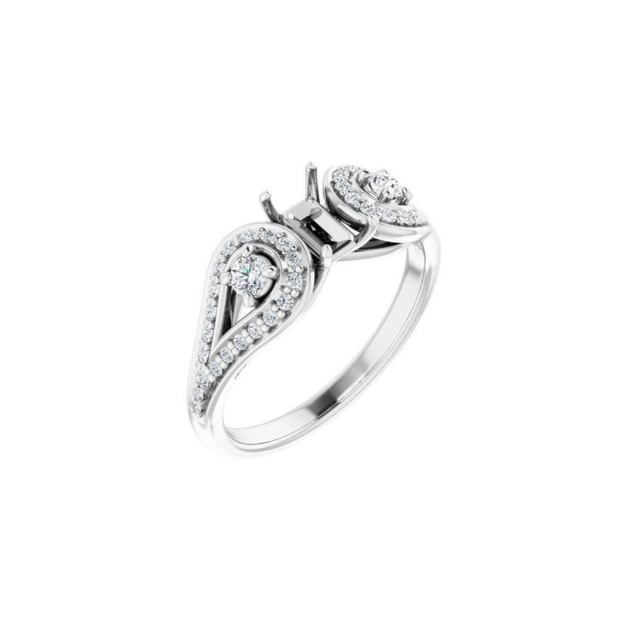 Emerald Three-Stone Vintage-Inspired Engagement Ring Semi-Mount - gallery - Series 122002