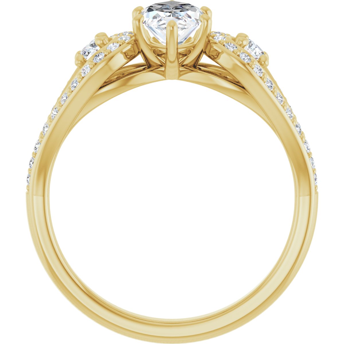 Marquise Three-Stone Vintage-Inspired Engagement Ring Semi-Mount - gallery - Series 122002