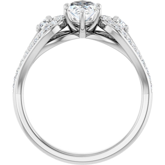 Marquise Three-Stone Vintage-Inspired Engagement Ring Semi-Mount - gallery - Series 122002
