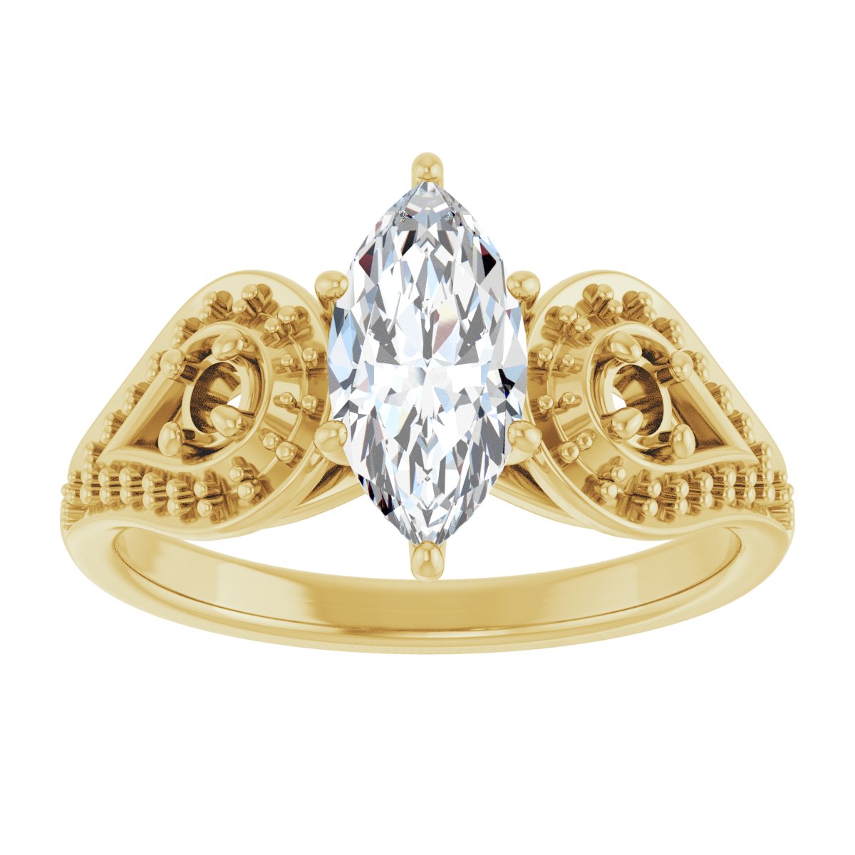 Marquise Three-Stone Vintage-Inspired Engagement Ring Semi-Mount - gallery - Series 122002