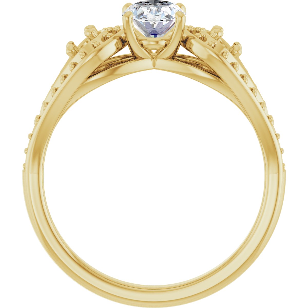 Oval Three-Stone Vintage-Inspired Engagement Ring Semi-Mount - gallery - Series 122002