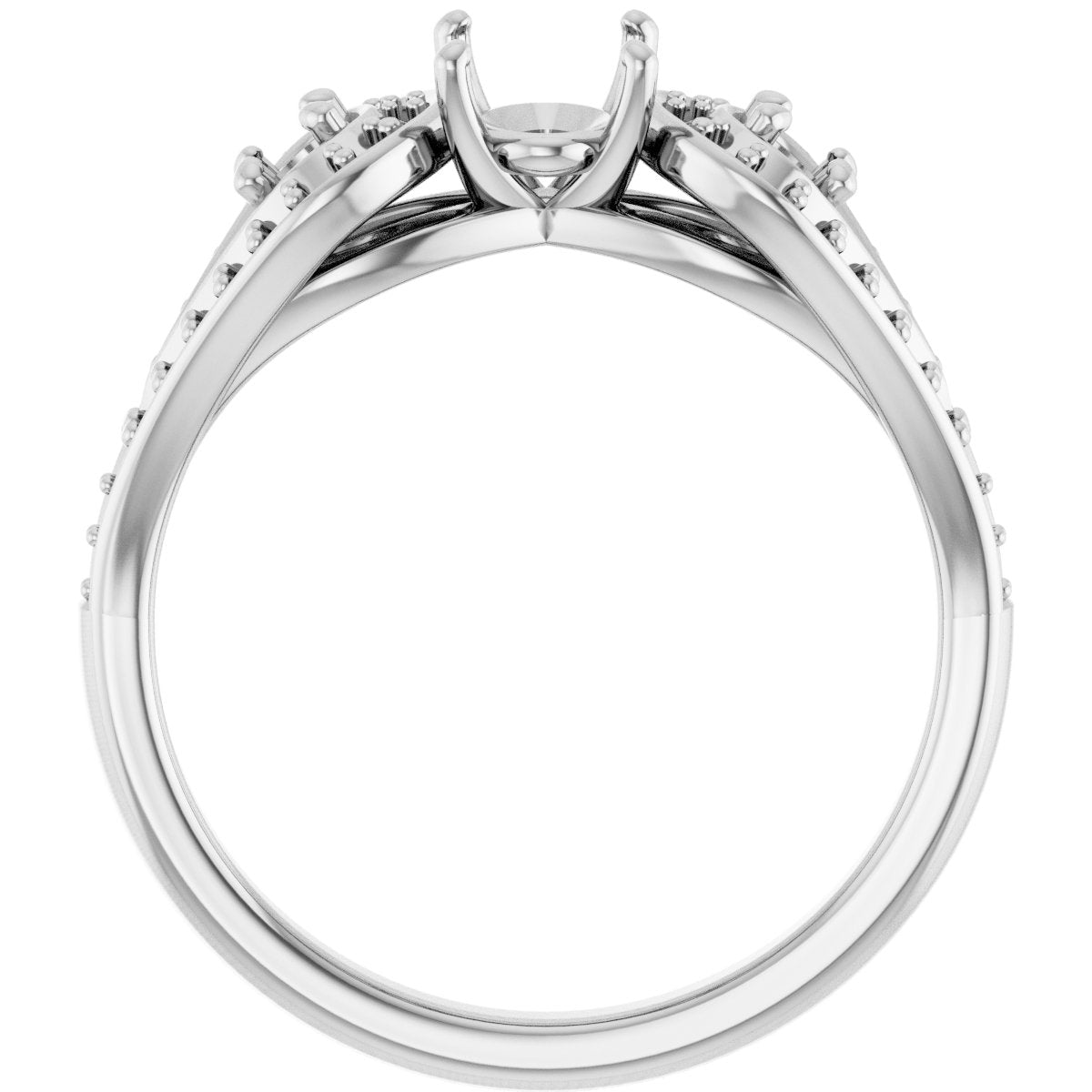 Oval Three-Stone Vintage-Inspired Engagement Ring Semi-Mount - gallery - Series 122002