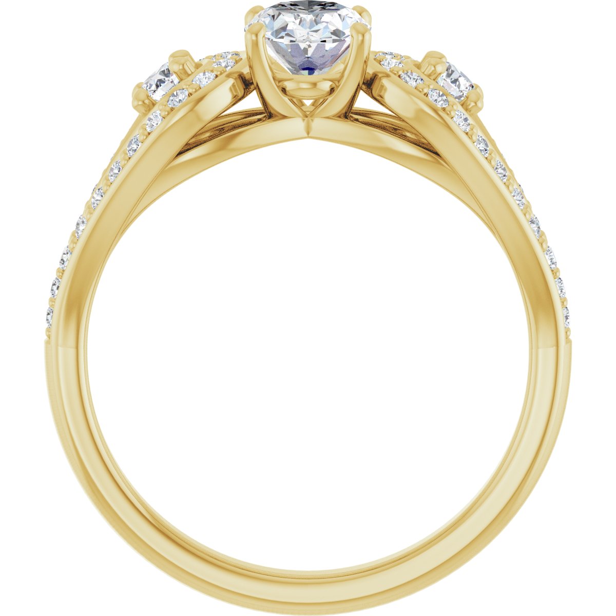 Oval Three-Stone Vintage-Inspired Engagement Ring Semi-Mount - gallery - Series 122002