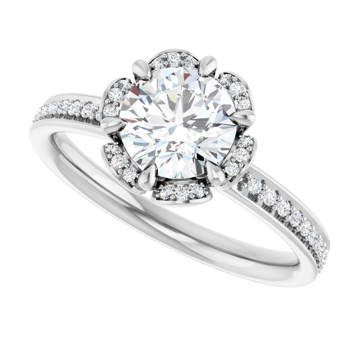 Round Halo-Style Engagement Ring Semi-Mount - gallery - Series 121997