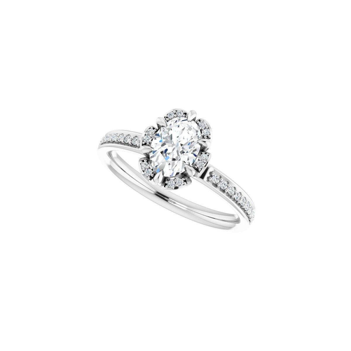 Oval Halo-Style Engagement Ring Semi-Mount - gallery - Series 121997