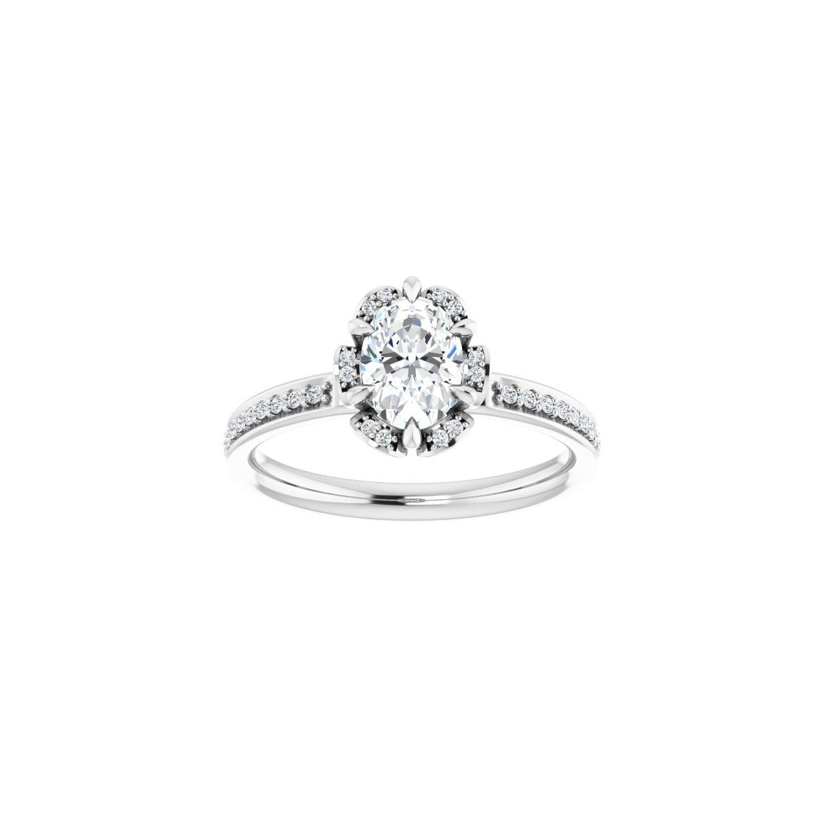Oval Halo-Style Engagement Ring Semi-Mount - gallery - Series 121997