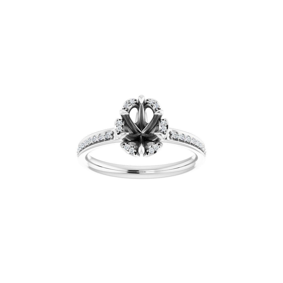 Oval Halo-Style Engagement Ring Semi-Mount - gallery - Series 121997
