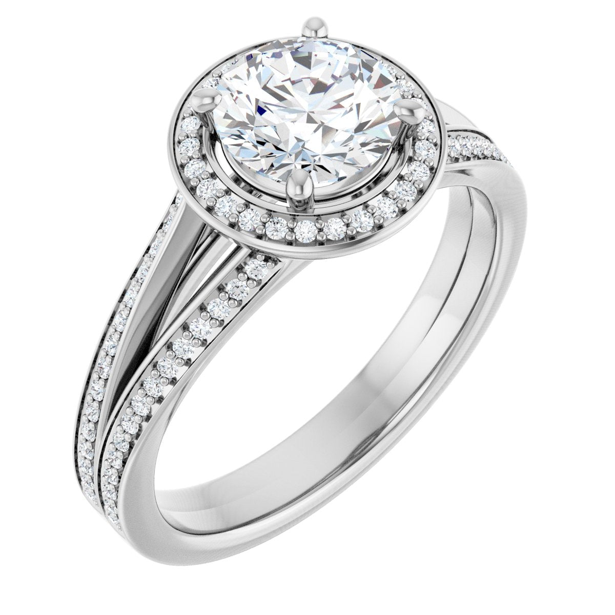 Natural Diamond Round Halo-Style Engagement Ring Semi-Mount - Platinum - Series 122181