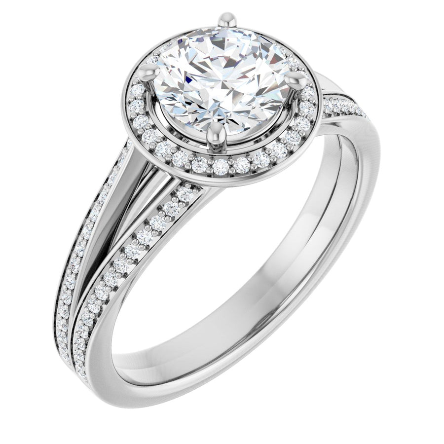 Natural Diamond Round Halo-Style Engagement Ring Semi-Mount - Platinum - Series 122181